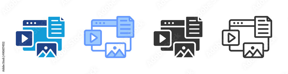 Poster Content icon set multiple style collection