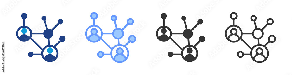 Aufkleber networking icon set multiple style collection