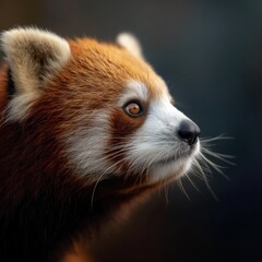 Fototapeta premium Red panda profile with diffused lighting and negative space