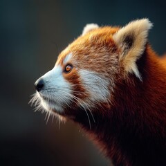 Obraz premium Red panda profile with diffused lighting and negative space
