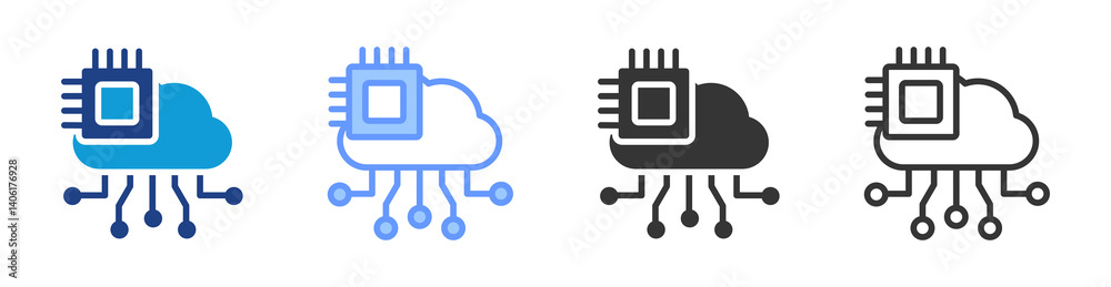 Aufkleber Cloud Computing icon set multiple style collection