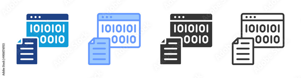 Aufkleber Binary icon set multiple style collection