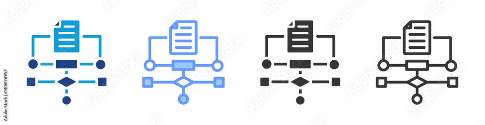 Fototapete Algorithm icon set multiple style collection