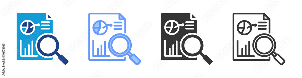 Poster Analytic icon set multiple style collection