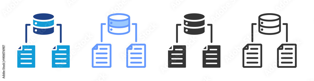 Aufkleber Data Modeling icon set multiple style collection
