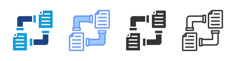 Data Pipeline icon set multiple style collection