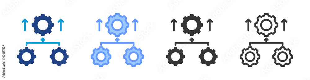 Poster Parallel Processing icon set multiple style collection