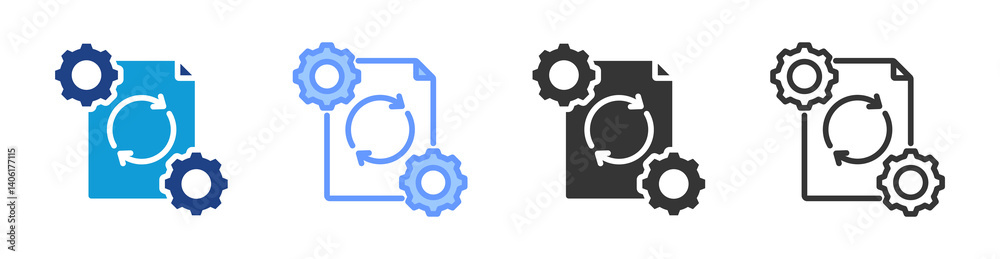 Aufkleber Preprocessing icon set multiple style collection