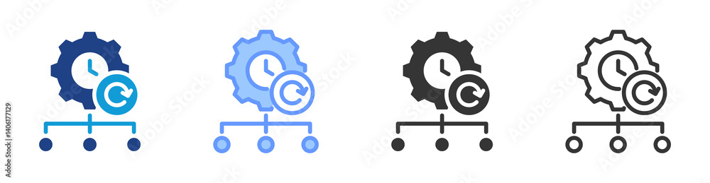 Poster Realtime Processing icon set multiple style collection