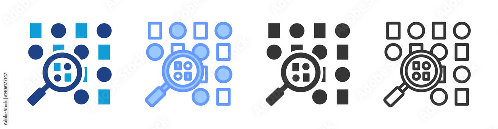 Poster Sampling icon set multiple style collection
