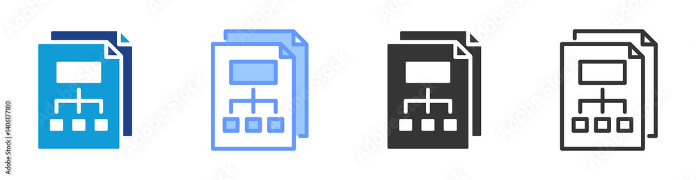 Poster Schema icon set multiple style collection