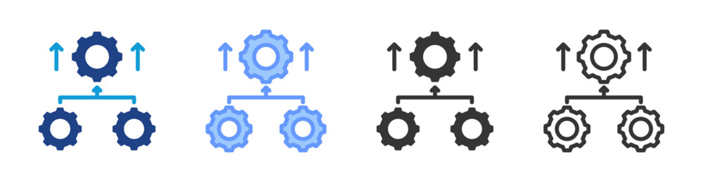 Parallel Processing icon set multiple style collection
