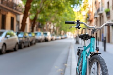 Obraz premium City bicycle on street vehicles lifestyle and transportation