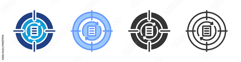 Aufkleber data lifecycle icon set multiple style collection