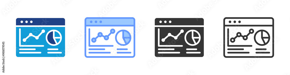 Poster Visualization icon set multiple style collection