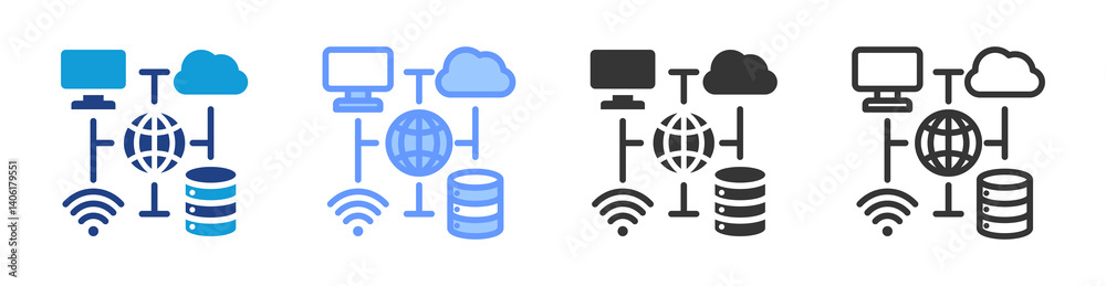Poster Data Ecosystem icon set multiple style collection