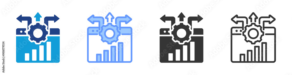 Aufkleber Data Driven Decision Making icon set multiple style collection