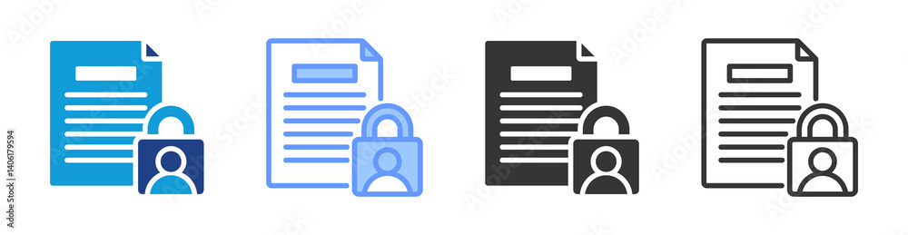 Poster Data Privacy icon set multiple style collection