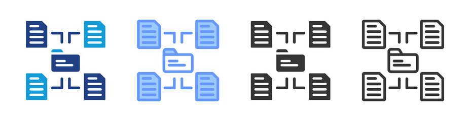 Data Modeling icon set multiple style collection