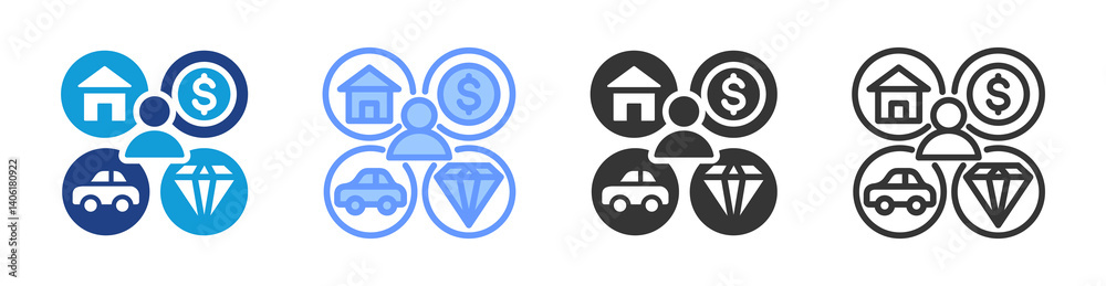 Aufkleber Asset icon set multiple style collection