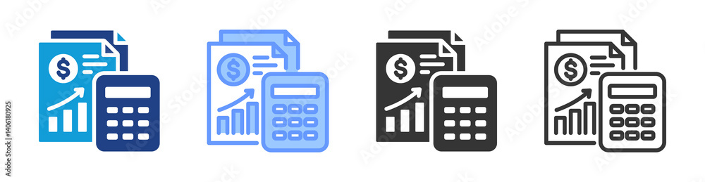 Poster financial statement icon set multiple style collection