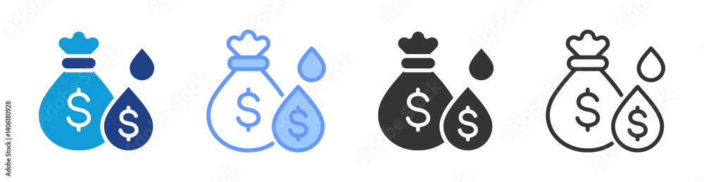 Poster liquidity icon set multiple style collection
