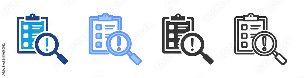 Poster risk assessment icon set multiple style collection