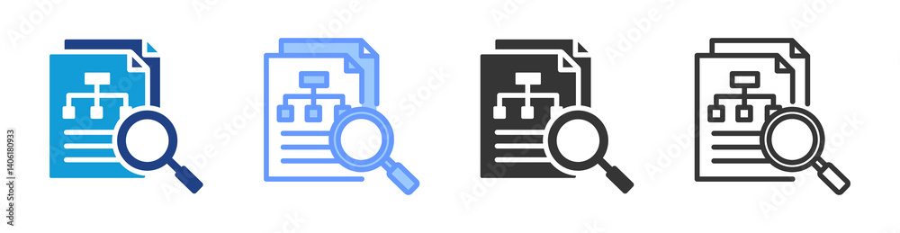 Poster Scenario Analysis icon set multiple style collection