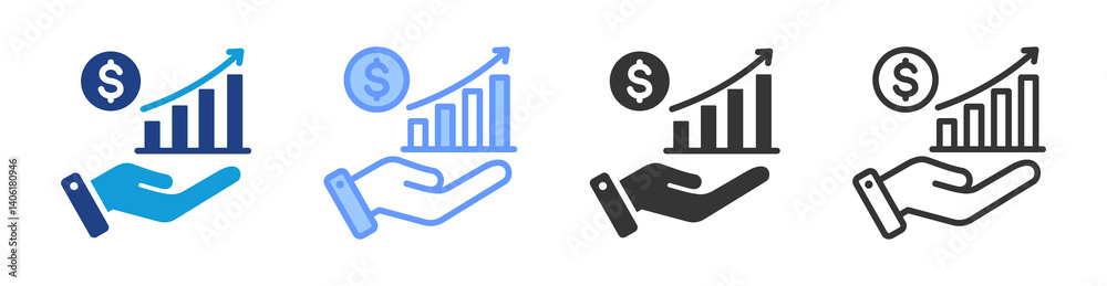 Poster Revenue Stream icon set multiple style collection