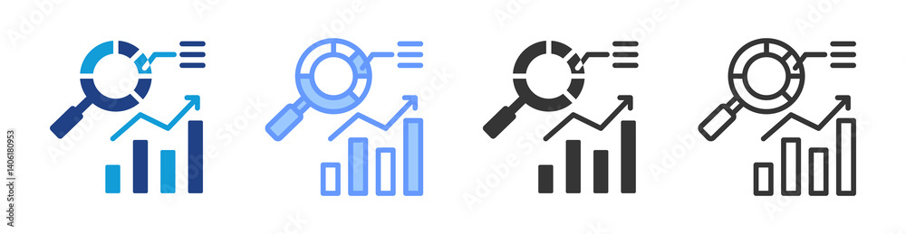 Poster Trend Analysis icon set multiple style collection