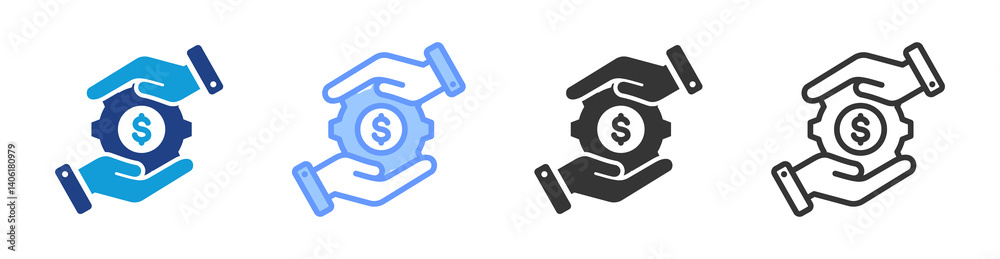 Aufkleber account receivable icon set multiple style collection