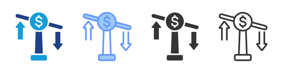 Variable Cost icon set multiple style collection