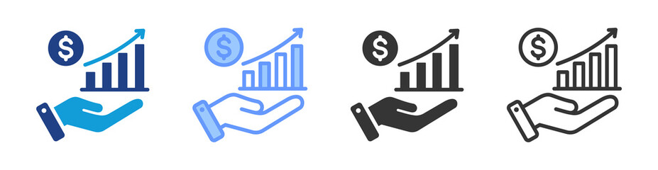 Revenue Stream icon set multiple style collection