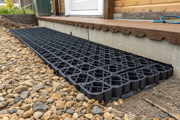 Plastic drainage mat for protecting building foundations