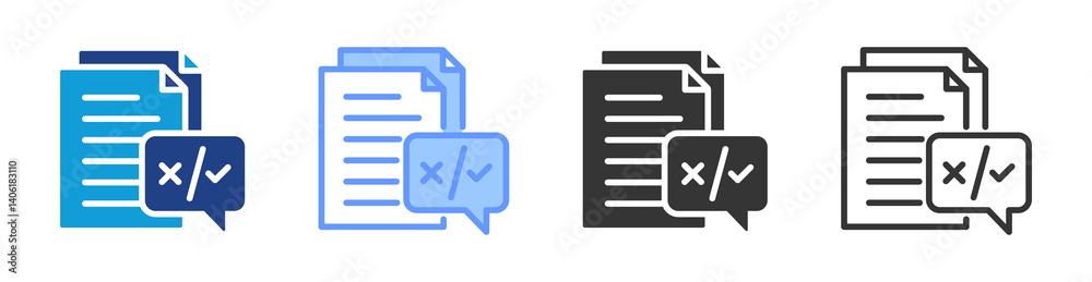 Poster Proofreading icon set multiple style collection
