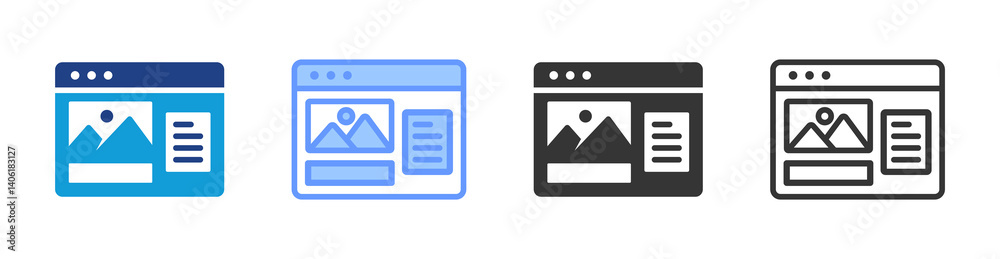 Poster Format icon set multiple style collection