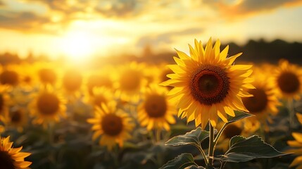 Fototapeta premium Sunflower fields under the sunshine