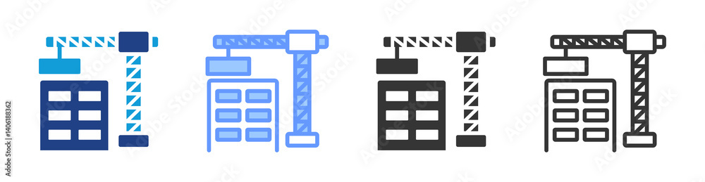 Aufkleber construction icon set multiple style collection