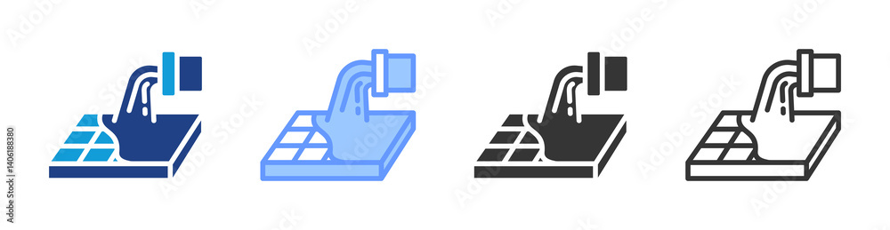 Poster concrete icon set multiple style collection