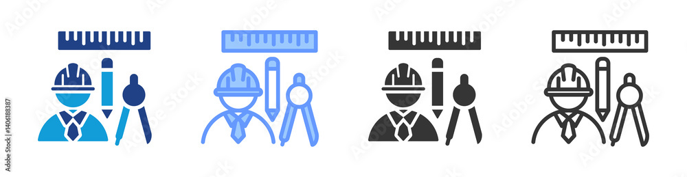 Poster Architect icon set multiple style collection