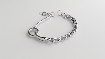 Obraz premium Photorealistic image of a silver bracelet on a white background