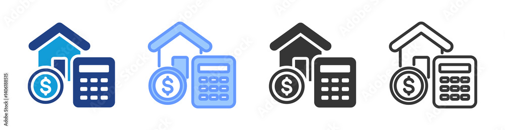 Poster Cost Estimate icon set multiple style collection