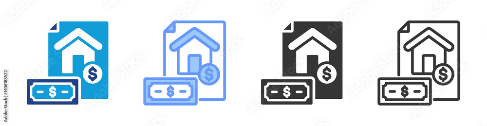 Poster Budget icon set multiple style collection