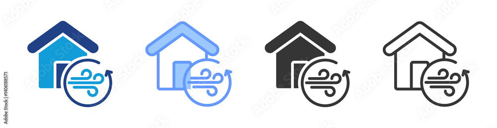 Poster Ventilation icon set multiple style collection
