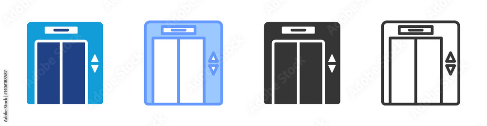 Aufkleber elevator icon set multiple style collection