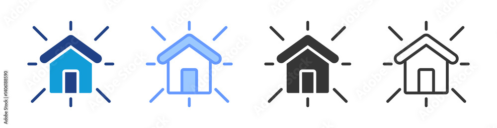 Poster Facade icon set multiple style collection