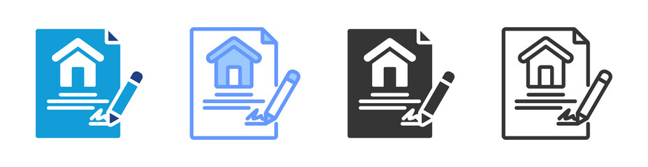 Contract icon set multiple style collection