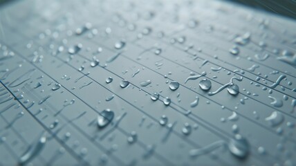 Photorealistic image of a raindrops on paper notebook