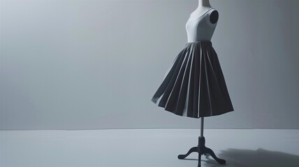 Photorealistic image of a pleated skirt on a fashion mannequin