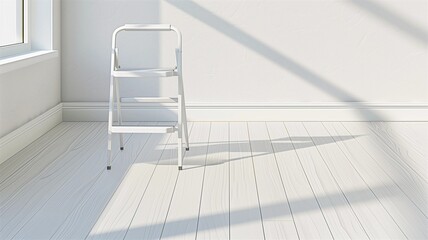 Photorealistic image of a foldable kitchen step stool in a clean isolated environment